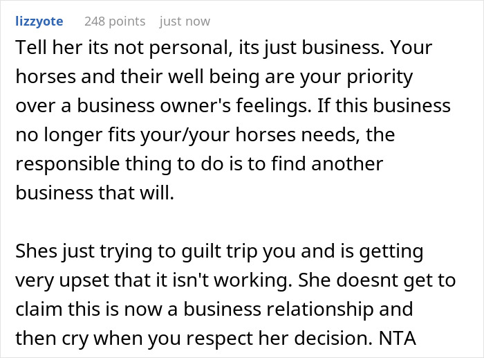 Comment discussing labor as family versus business decisions related to money and respect in parent-daughter dynamics. Comment discussing labor as family versus business decisions related to money and respect in parent-daughter dynamics.