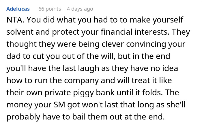 Reddit comment explaining actions taken after emptying fathers estate and dealing with a useless will situation.