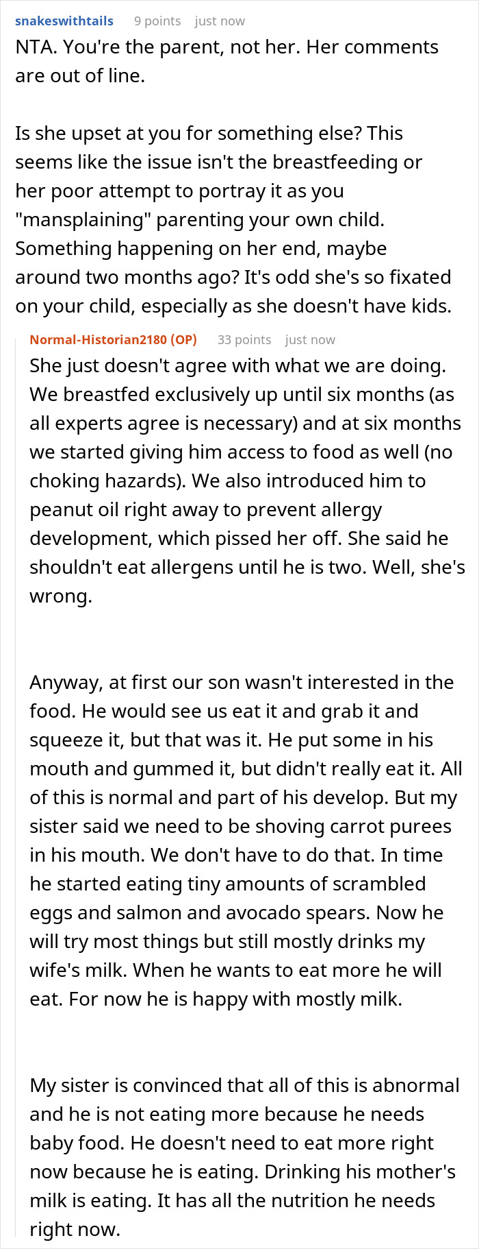 Childless Sis Keeps Lecturing Man About Baby Food, Livid When He &ldquo;Mansplains&rdquo; Breastfeeding To Her
