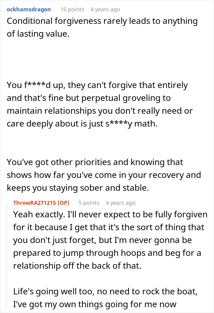 Online discussion about family deciding to forgive a man for beating his brother five years ago but tension remains.
