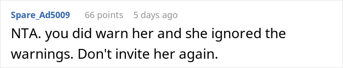 Screenshot of an online comment discussing a woman mad at friend for taking her on a walking trip without warning, knowing she&rsquo;s diabetic.