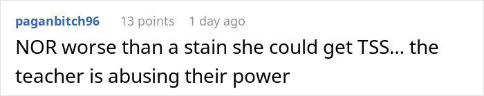 Screenshot of Reddit comment expressing outrage over teacher ignoring daughter's emergency, highlighting mom&rsquo;s struggle to contain her rage.