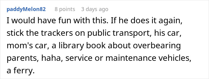 Comment discussing a man upset his 27-year-old son won&rsquo;t let him track his car with an AirTag for safety.