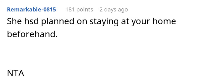 Comment from Remarkable-0815 explaining a mother-airport-trip-drama about stay plans before visiting a home, labeled NTA. Comment from Remarkable-0815 explaining a mother-airport-trip-drama about stay plans before visiting a home, labeled NTA.