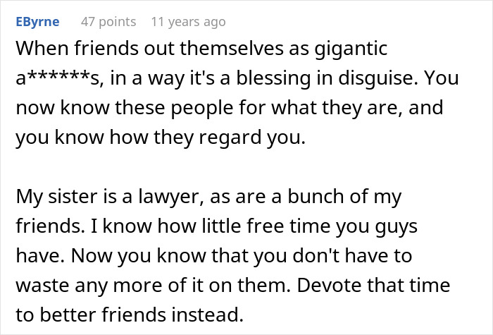 Alt text: Woman refuses to risk new career by giving free advice, revealing true colors of friends who take advantage.