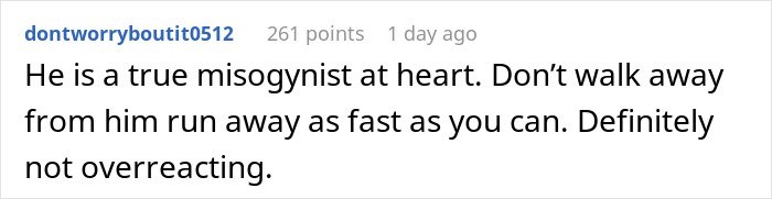 Screenshot of a comment describing a misogynist, related to a woman finding out her boyfriend is an internet troll.