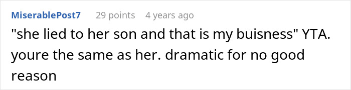Screenshot of a forum comment accusing someone of lying to her son, highlighting issues in ruining family relationship lying MIL.
