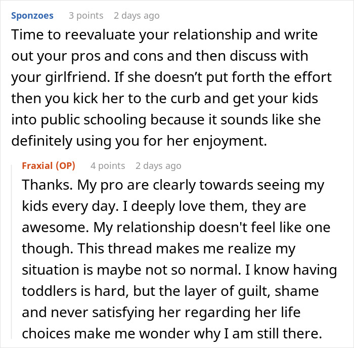 Reddit thread showing comments about man feeling like his GF's ATM after she quits job and demands marriage