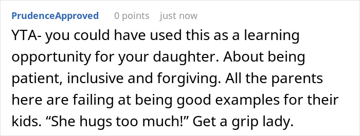 Online comment urging parent to teach daughter patience and inclusivity; parent wonders about making her attend birthday Online comment urging parent to teach daughter patience and inclusivity; parent wonders about making her attend birthday