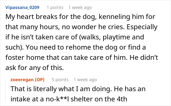 Screenshot of an online discussion about a woman threatening to take her ex’s dog to a shelter and lack of intervention. Screenshot of an online discussion about a woman threatening to take her ex’s dog to a shelter and lack of intervention.