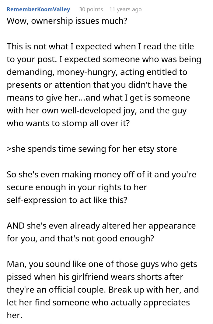 Forum comment discussing ex-girlfriend&rsquo;s princess syndrome and reflecting on relationship dynamics and personal growth.