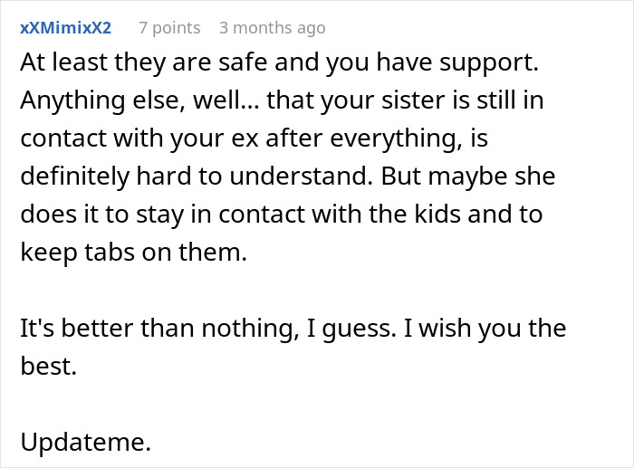 Reddit comment discussing family support amid accusations faced by dad, sharing difficult experiences and hope for the future.