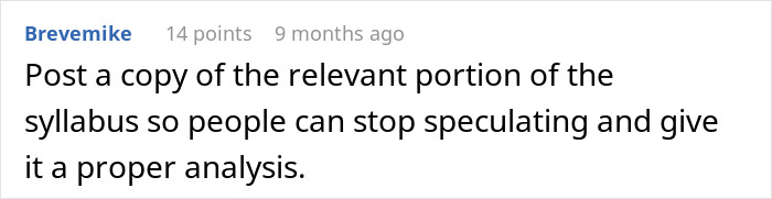 Commenter Brevemike responding to a post about students pushing back after professor enforces phone rule without warning.