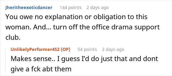 Screenshot of an online conversation about a drunk lady arriving late after happy hour and a furious sitter cutting her off.