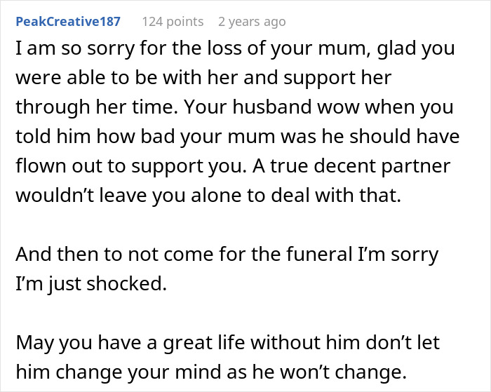 Comment expressing sympathy for wife dealing with husband&rsquo;s and in-laws&rsquo; rudeness and considering divorce with lawyer help