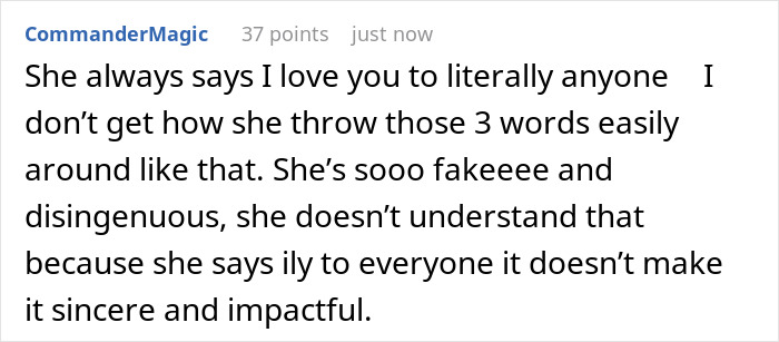 User comment criticizing Ariana Grande’s sincerity in expressing love, sparking online roast after Leighton Meester’s red carpet mock. User comment criticizing Ariana Grande’s sincerity in expressing love, sparking online roast after Leighton Meester’s red carpet mock.