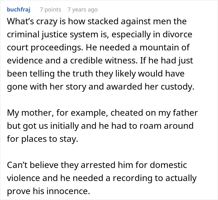 Screenshot of a forum comment discussing evidence in court cases involving a woman&rsquo;s award winning act and its fallout.