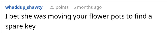 Screenshot of a Reddit comment discussing tenant harassment by an entitled sister believing family ties grant free pass.
