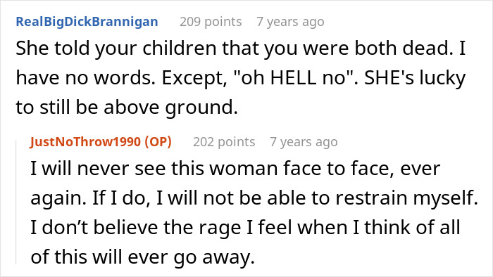 User comments expressing shock and anger about a mother telling children their parents passed away.