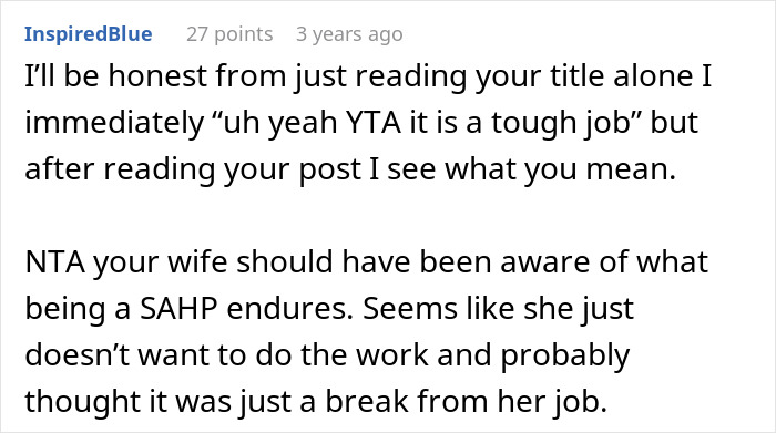 Man Annoyed After Wife Struggles With Being SAHM For 3YO, As He Did It For 25 Years With 4 Kids