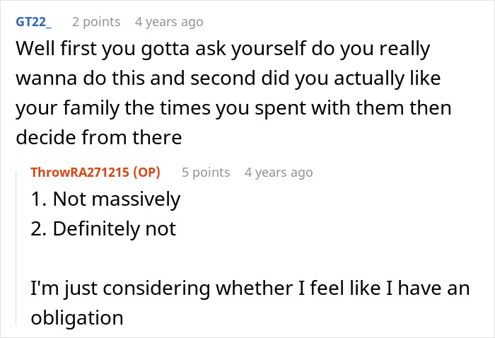 Reddit conversation about family deciding to forgive man for beating his brother five years ago.
