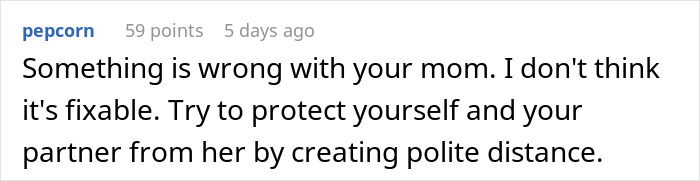 Comment on protecting yourself and partner from disturbed mother secretly going through girlfriend's wallet and taking ID photos.