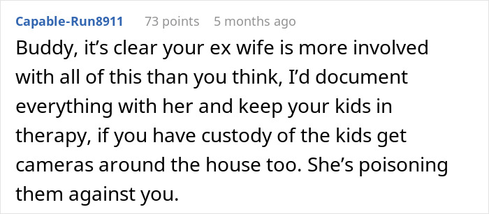 Comment on social media discussing a dad accused by his kids, advising to document and protect custody rights carefully.