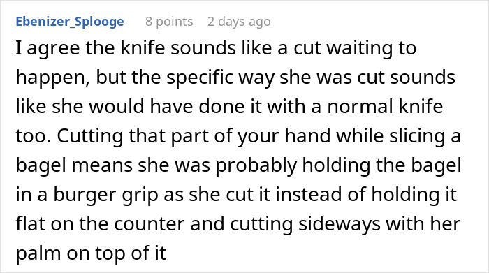 Screenshot of a Reddit comment discussing a dangerous gift warning from husband to wife and her not listening to advice.