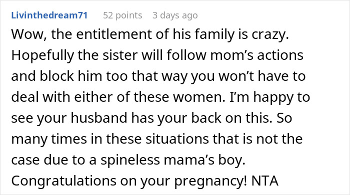 Reddit comment discussing in-laws trying to claim naming rights to unborn baby and parents shutting down the tradition power grab. Reddit comment discussing in-laws trying to claim naming rights to unborn baby and parents shutting down the tradition power grab.
