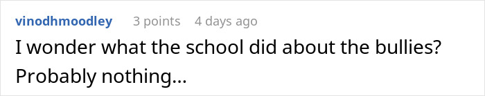 Comment discussing concern about school&rsquo;s response to bullying after dad takes son out to celebrate punching a bully.