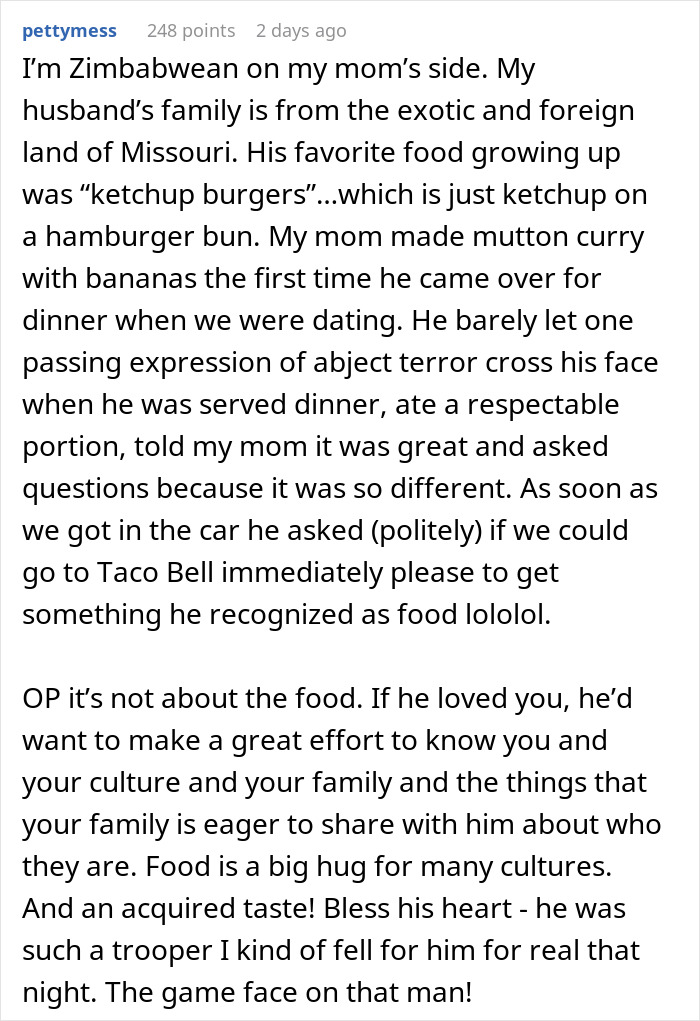 Man making faces and throwing fit after being served traditional gross food instead of American dishes at dinner table. Man making faces and throwing fit after being served traditional gross food instead of American dishes at dinner table.