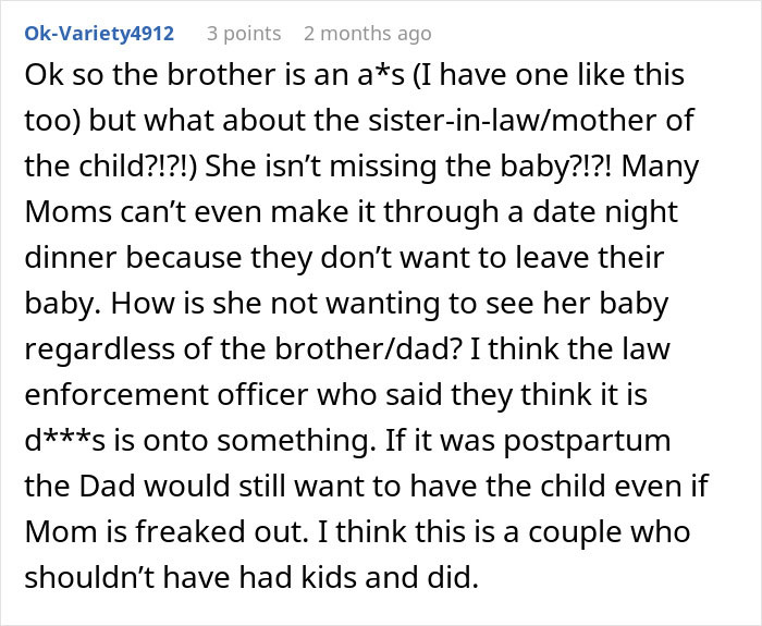 Comment discussing a stressed mom of 6 and her overwhelmed feelings while brother blocks her number during babysitting.
