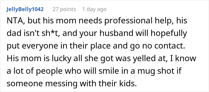 Reddit comment criticizing MIL and supporting mom takes her baby after feeding conflict and family dispute.