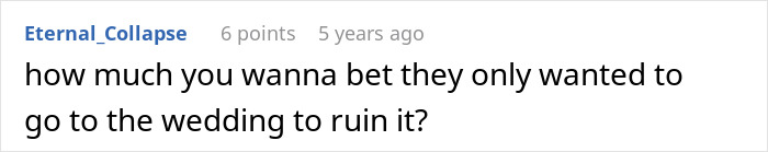 Comment about family being shocked and not invited to gay son's extravagant wedding, expressing feelings of disownment.