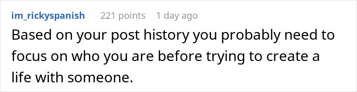 Screenshot of an online comment where a user advises focusing on oneself after a relationship betrayal and karma consequences. Screenshot of an online comment where a user advises focusing on oneself after a relationship betrayal and karma consequences.