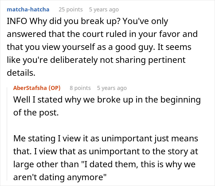 Reddit conversation about a YouTuber lying about their ex for clout and facing loss of fame, followers, and money after a lawsuit.