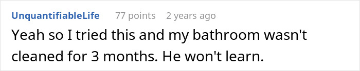 Screenshot of a Reddit comment about a wife deciding to live like her husband causing frustration in their relationship.