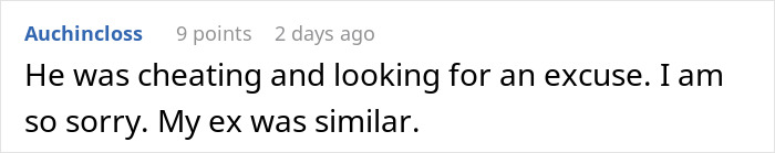 Screenshot of an online comment where a woman vents about her husband leaving her due to trust and lack of jealousy.