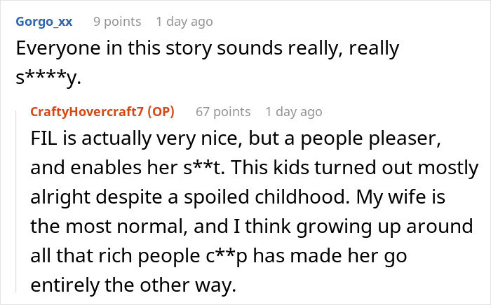 Reddit comment screenshot about Greedy Mom and inheritance plans, users criticize family behavior