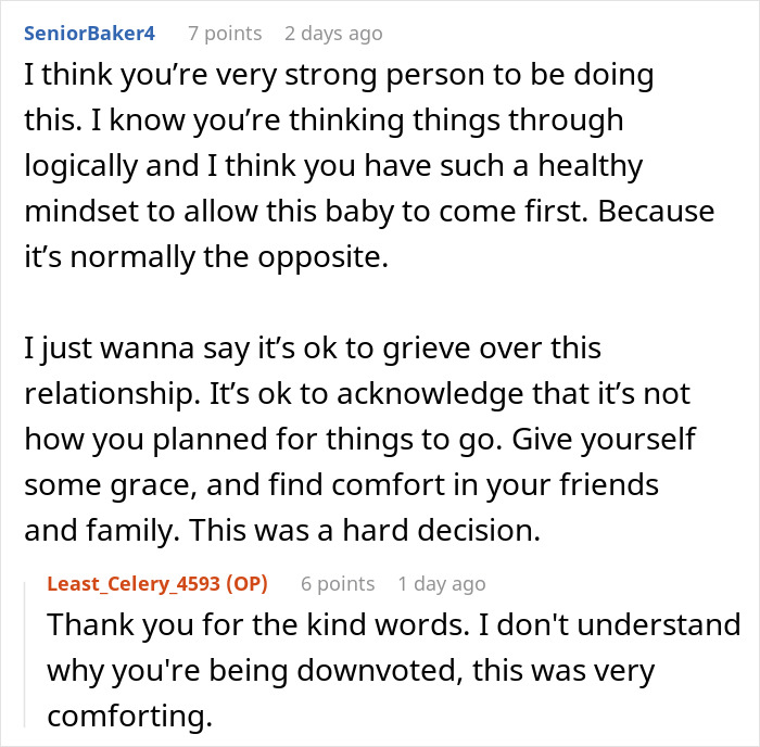 Reddit comments discussing a man jumping into hero mode for pregnant ex and offering to raise her baby.