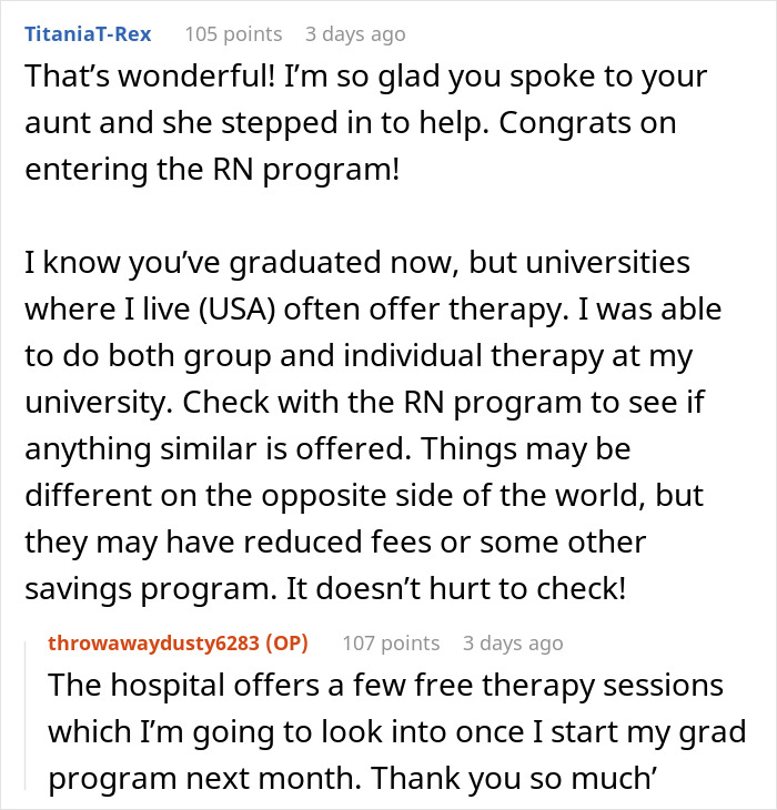Online discussion about 20yo burned out from managing chores with school and emotional response to mom calling her useless.