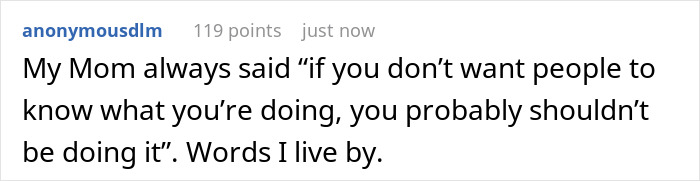 Comment about family advice on privacy and actions, highlighting aunt camera family parole concerns. Comment about family advice on privacy and actions, highlighting aunt camera family parole concerns.