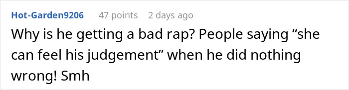 Comment discussing husband telling wife not to use dangerous gift from her mom and her refusing to listen online.
