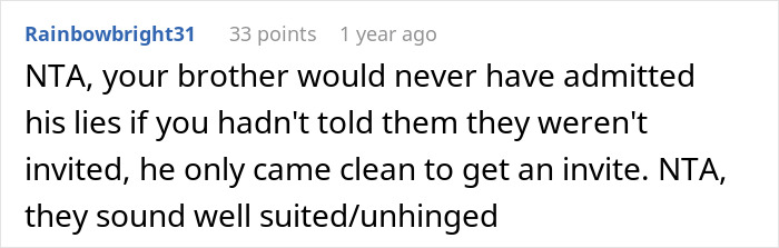 Comment on a forum post discussing family drama about eating leftovers, fearing confession, and insults from sister-in-law.
