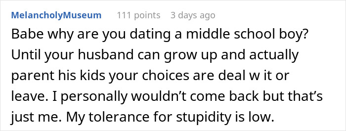 Screenshot of a viral conversation showing frustration as stepdaughters&rsquo; gift pushes woman to her limits with husband discussion.