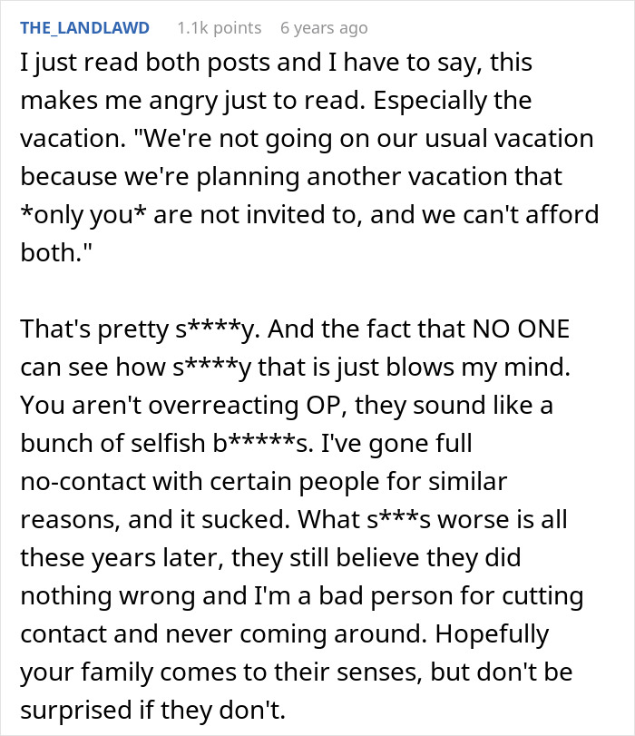 Comment expressing anger over family refusing to include guy in girl days, highlighting immaturity and need to grow up.