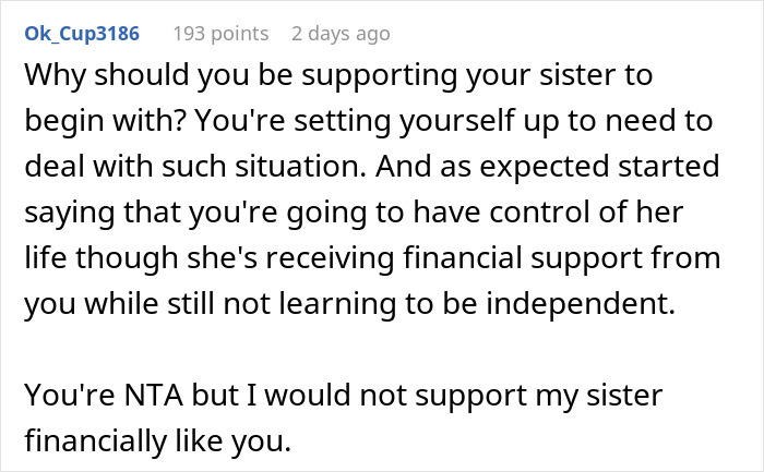 Comment discussing financial support struggles between a rich man, his sister, and her jobless boyfriend. Comment discussing financial support struggles between a rich man, his sister, and her jobless boyfriend.