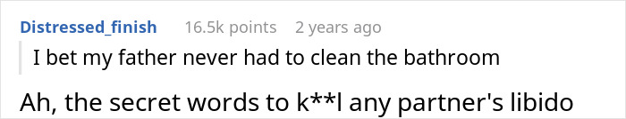 Screenshot of a humorous Reddit comment about relationship dynamics where a wife imitates her husband&rsquo;s lifestyle, leaving him upset.