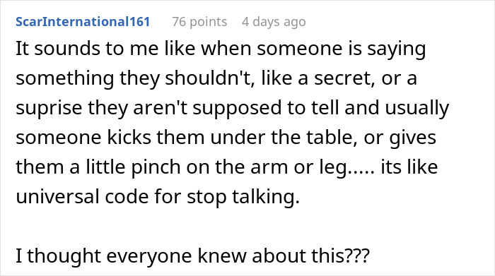 Comment about husband&rsquo;s weird behavior at dinner and wife&rsquo;s reaction causing tension and past issues to resurface.