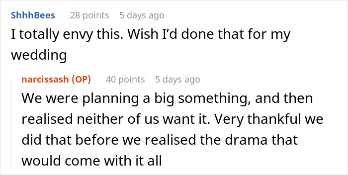 Reddit conversation about estranged relatives demanding access to a wedding they were never invited to.